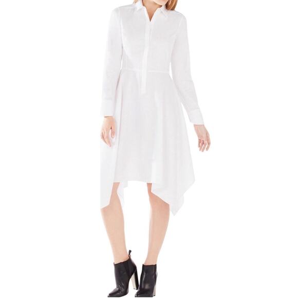 BCBGMaxAzria Dresses & Skirts - BcbgMaxazria Beatryce White Asymmetrical White Dress Size L 100% Cotton